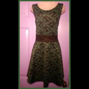 DEB BLK LACE ON TEAL GREEN DRESS-SIZE 1X